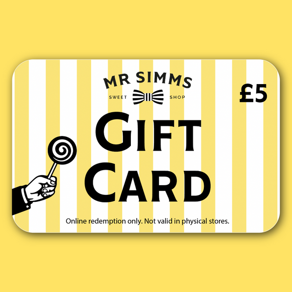 Mr Simms Sweet Shop Gift Card – Available in a Choice of Denominations
