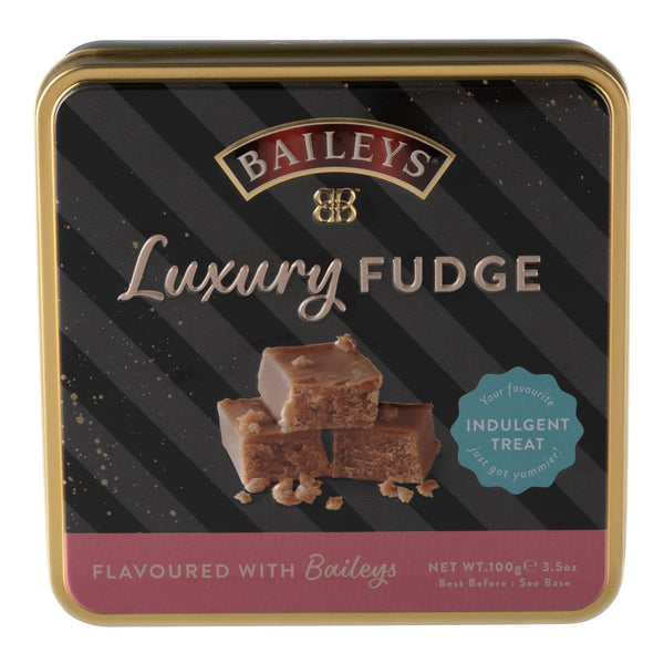 Baileys Flavoured Luxury Handmade Fudge in Square Keepsake Tin 100g – Traditional Confectionery from ChokBox, 11a High Street, Eccleshall