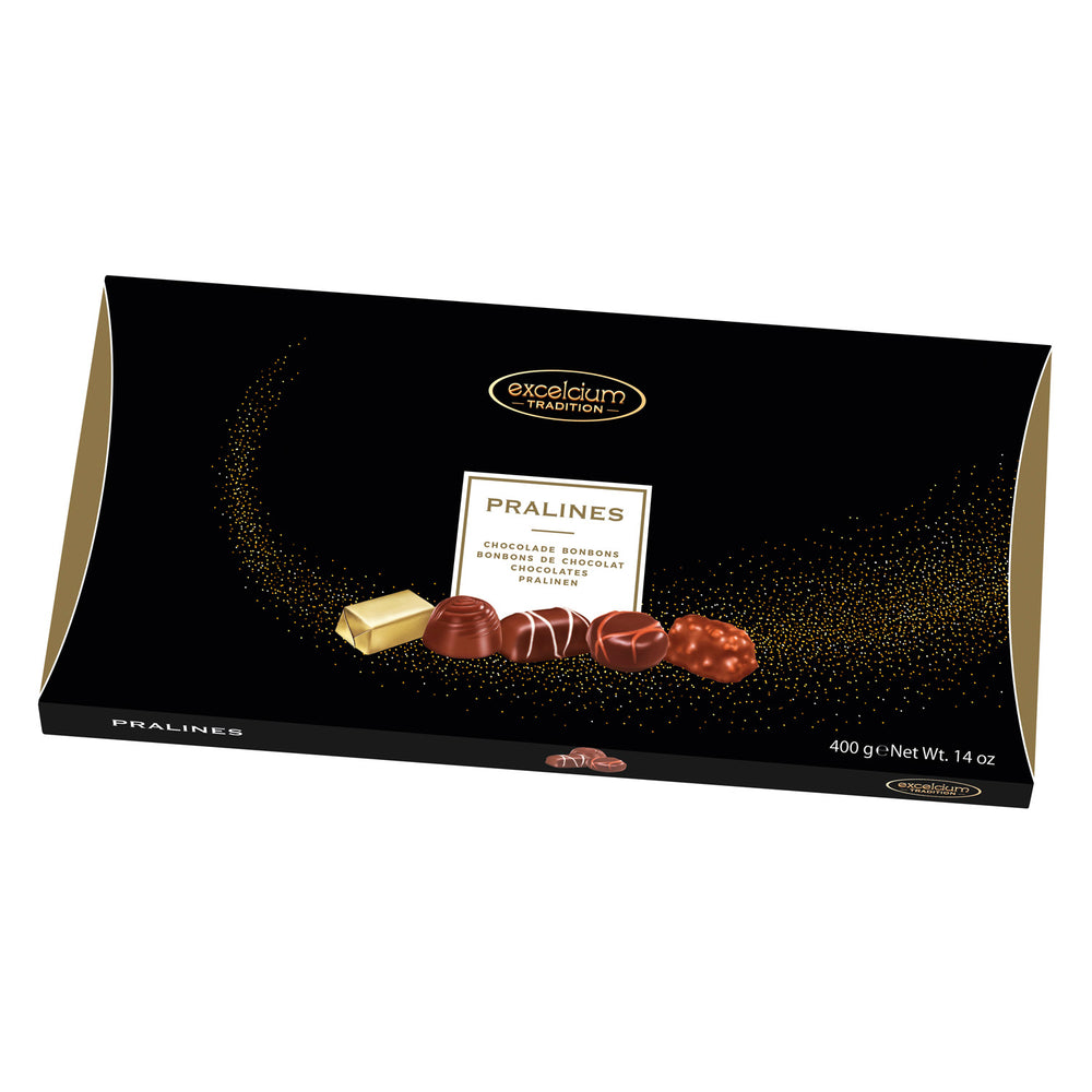 Luxury Assorted Belgian Pralines in Black & Gold Gift Box 400g – Traditional Confectionery from ChokBox, 11a High Street, Eccleshall