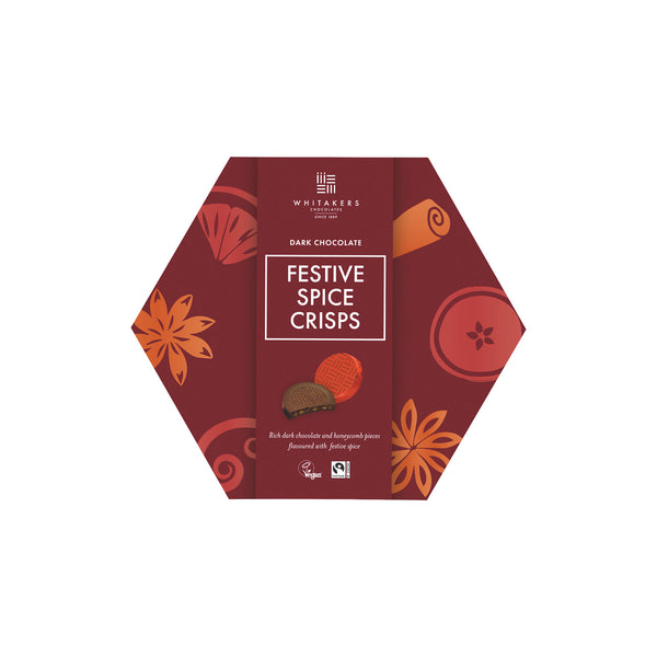 Foiled Dark Chocolate Festive Spice Honeycomb Crisps Hexagonal Box 165g – Traditional Confectionery from ChokBox, 11a High Street, Eccleshall