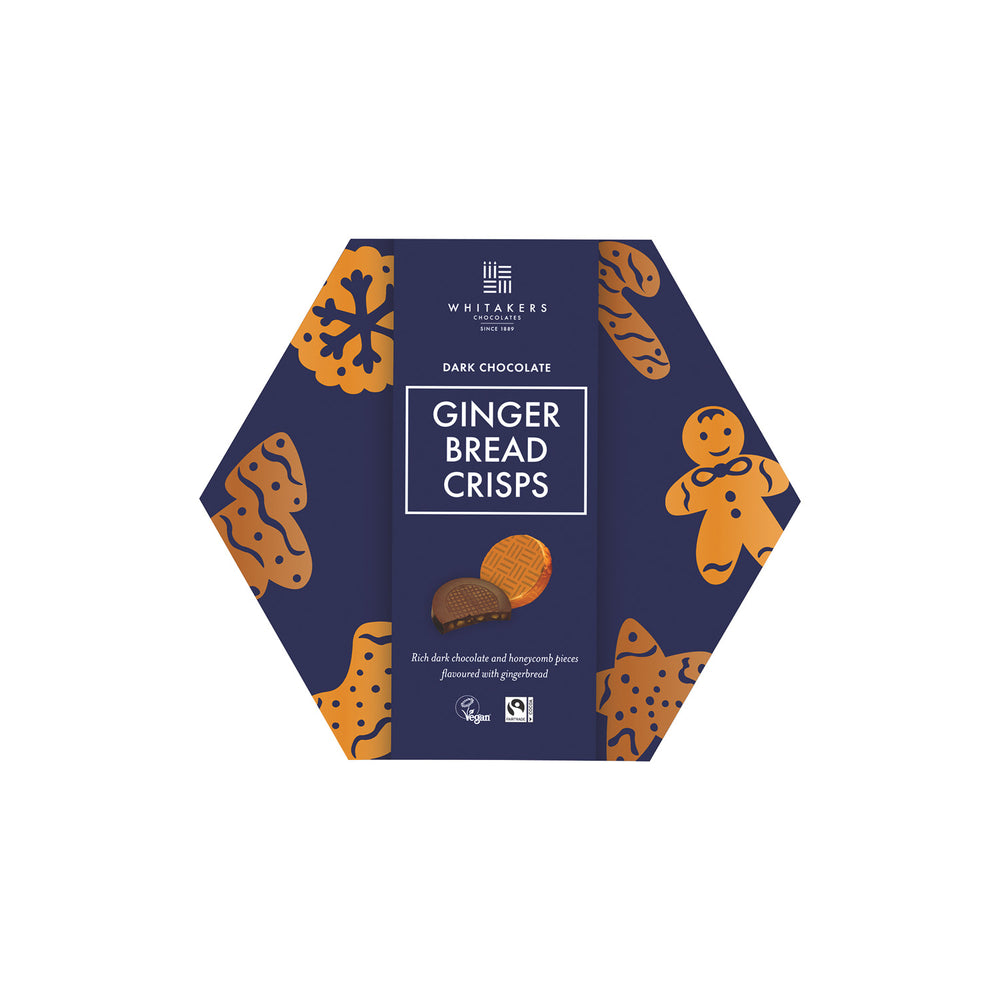 Foiled Dark Chocolate Gingerbread Honeycomb Crisps Hexagonal Box 165g – Traditional Confectionery from ChokBox, 11a High Street, Eccleshall